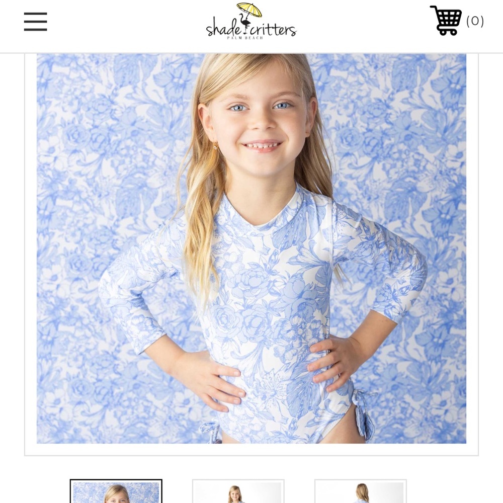 Floral Blue Kids Rashguard